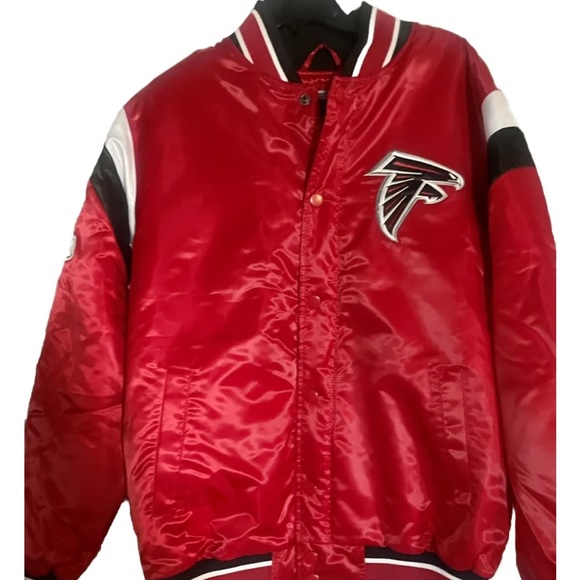 Men’s Starter Atlanta Falcons Varsity Red Satin Snap Jacket Size Large New w/Tag - Picture 2 of 10